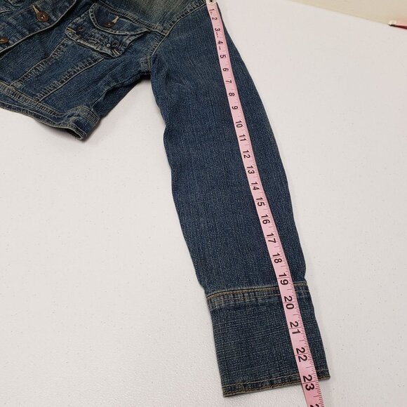 Star Jeans Womens Cropped Denim Jacket Button Size Medium - Picture 8 of 9